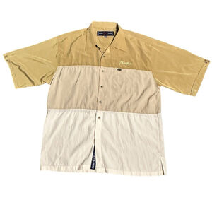 Phat Farm VTG Men’s Button Down Short Sleeve Polo Color Block Size XXL EUC Y2K